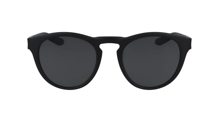 Black round sunglasses with matte frame and dark lenses, ideal for outdoor adventures