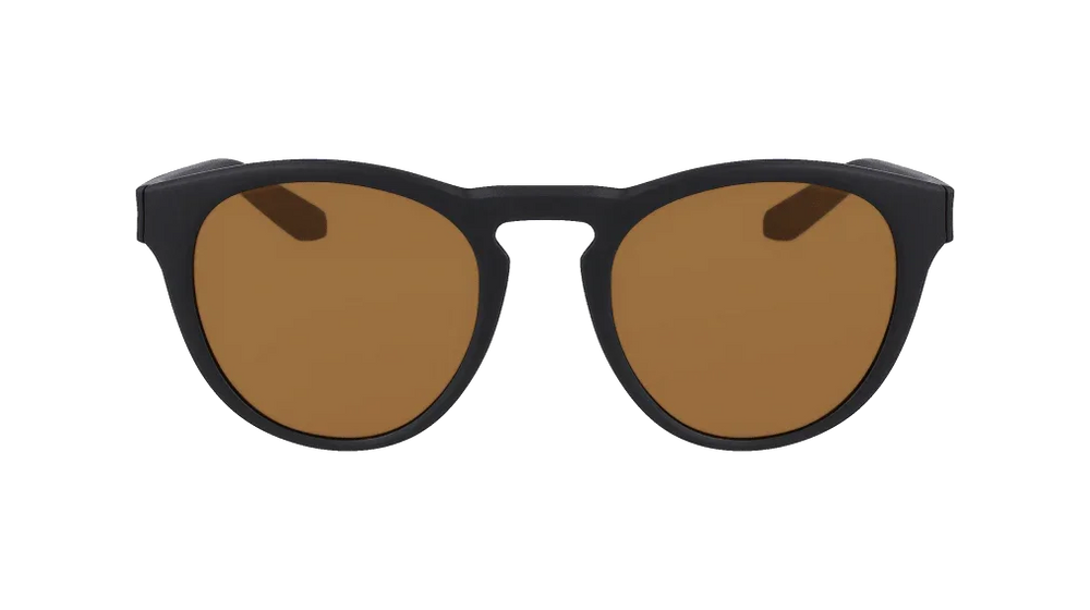 Black-framed sunglasses with brown lenses, stylish and versatile for outdoor adventures