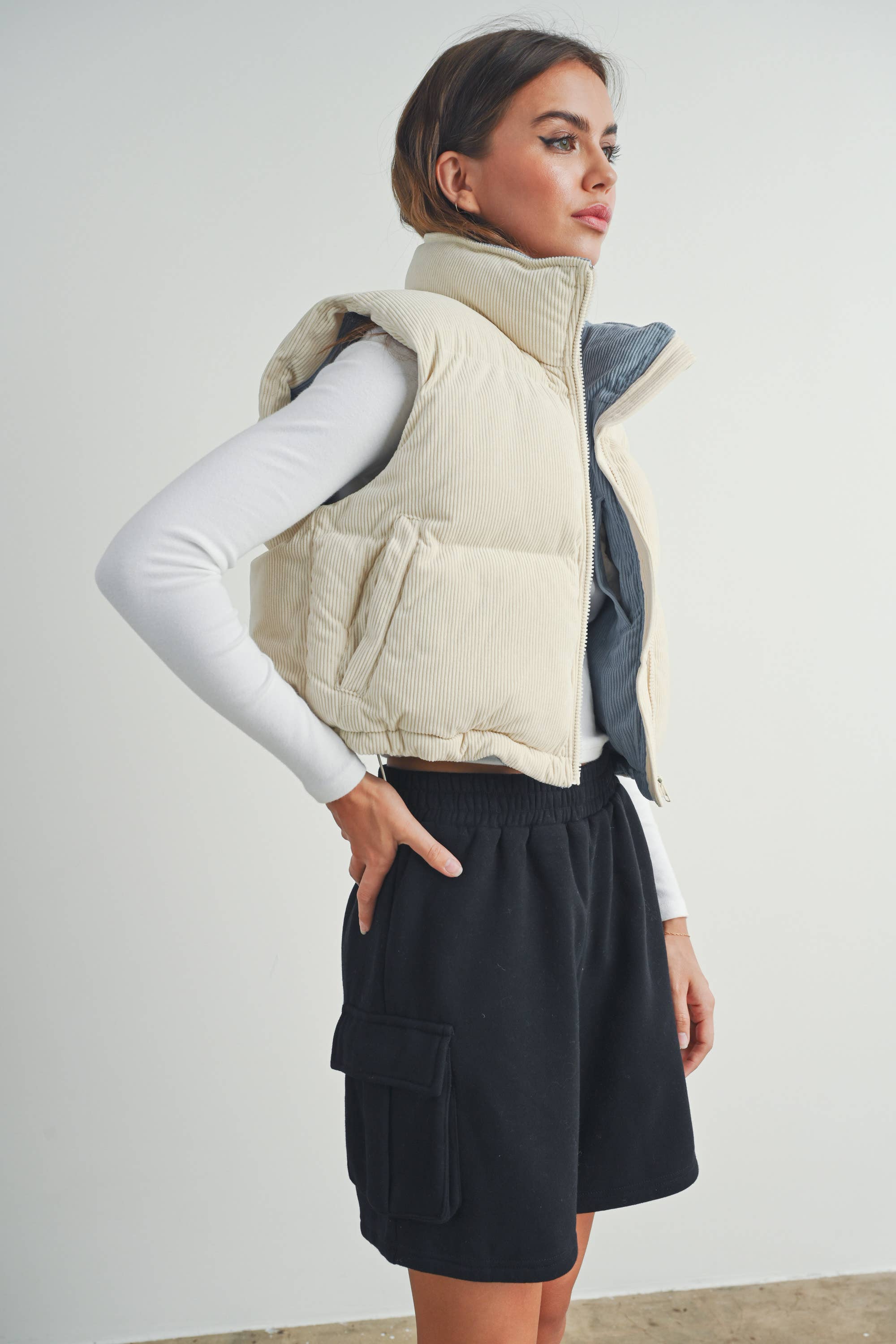 FALL ADOREME CORDUROY PUFFER VEST - BMJ7242