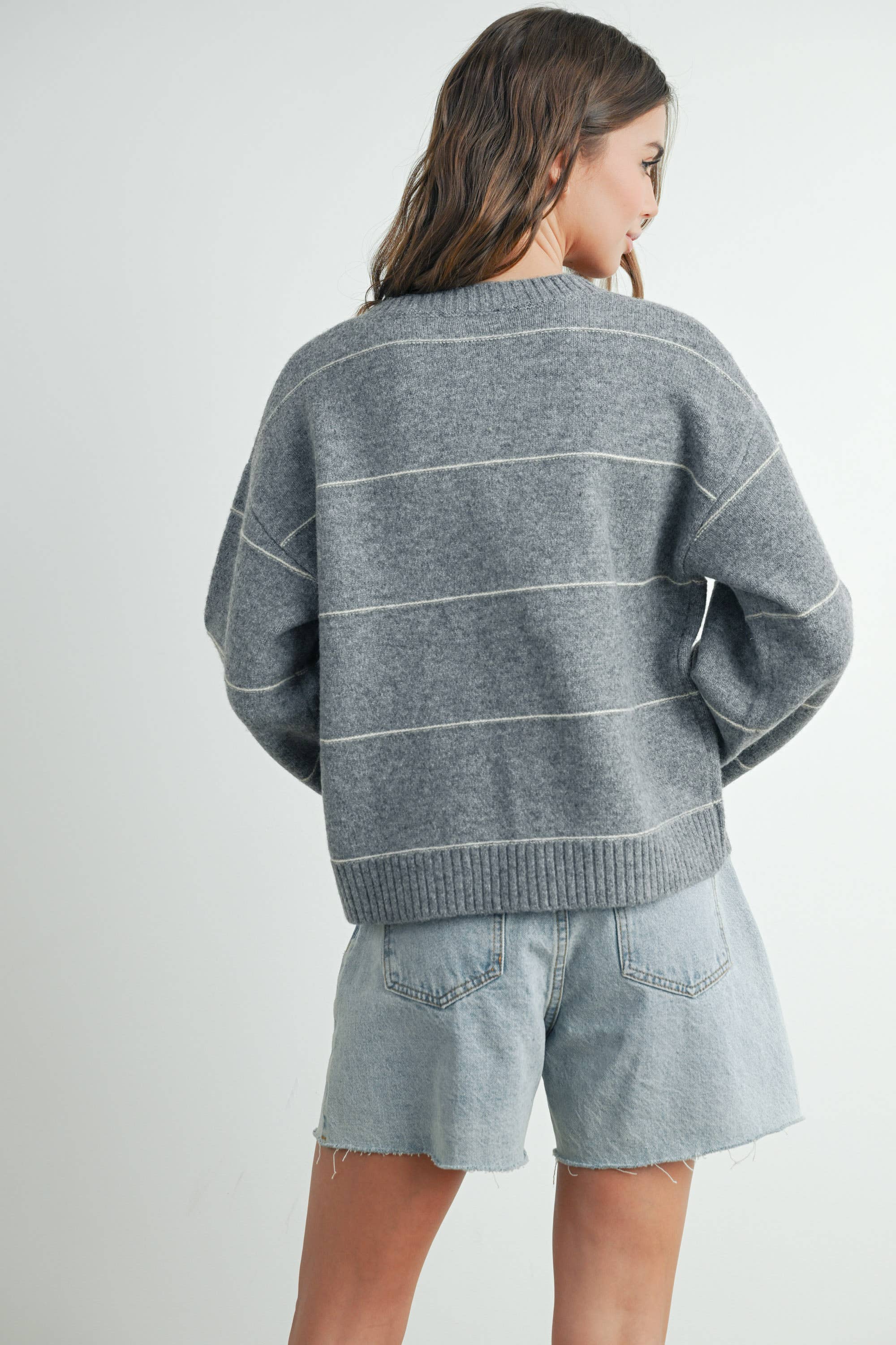 ButterMelon Button Front Striped Cardigan - BMC7580