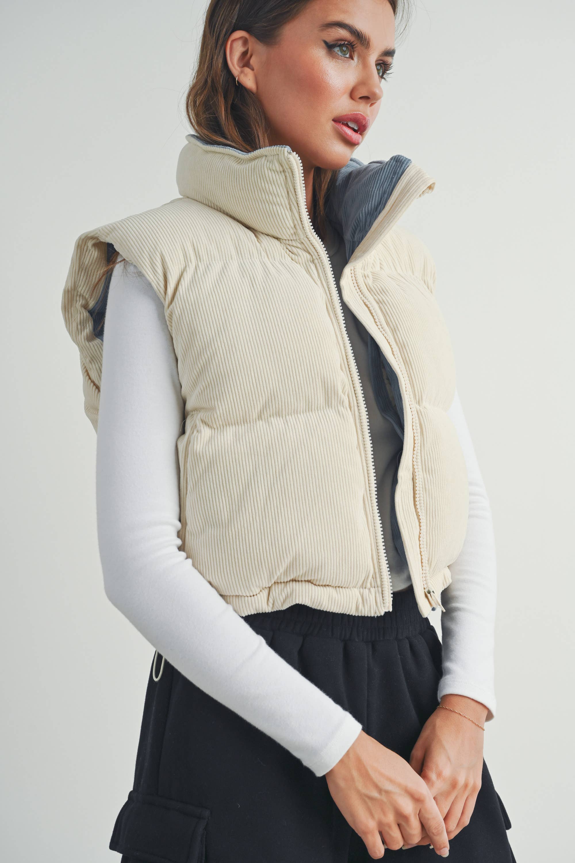 FALL ADOREME CORDUROY PUFFER VEST - BMJ7242