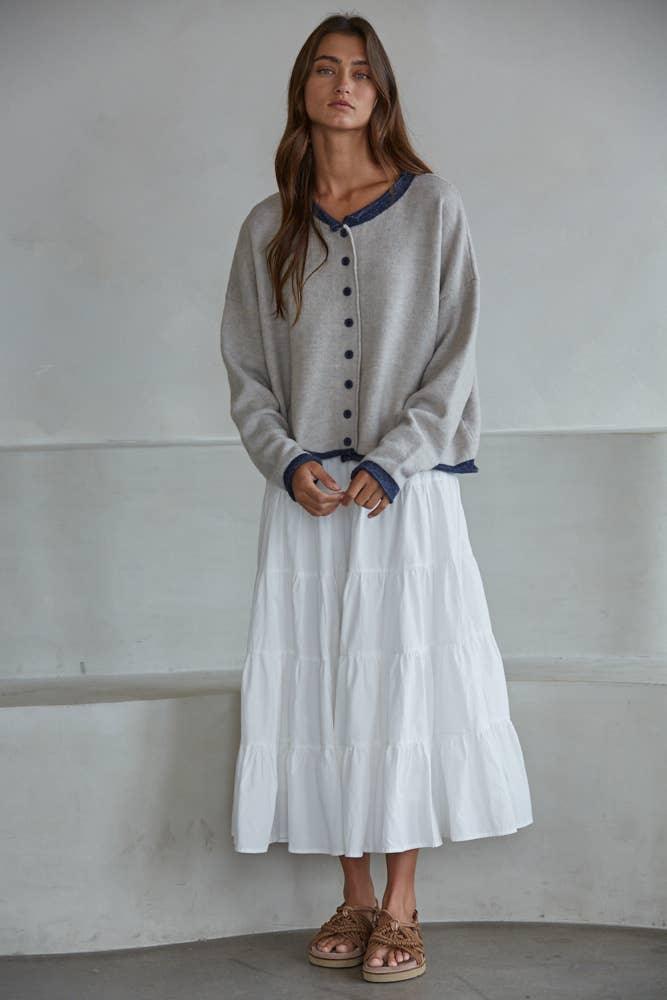W2538 | Knit Polyester Acrylic Sweater Crew Neck Cardigan