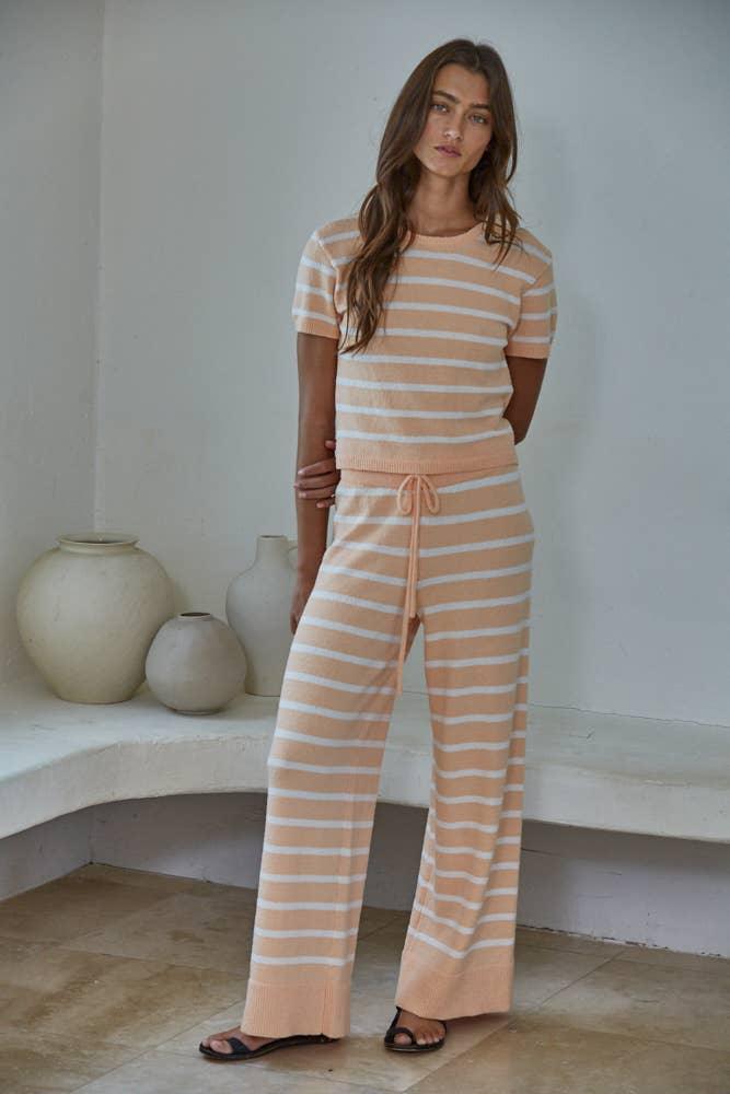 W2429T | Knit Sweater Cotton Nylon Polyester Striped Top