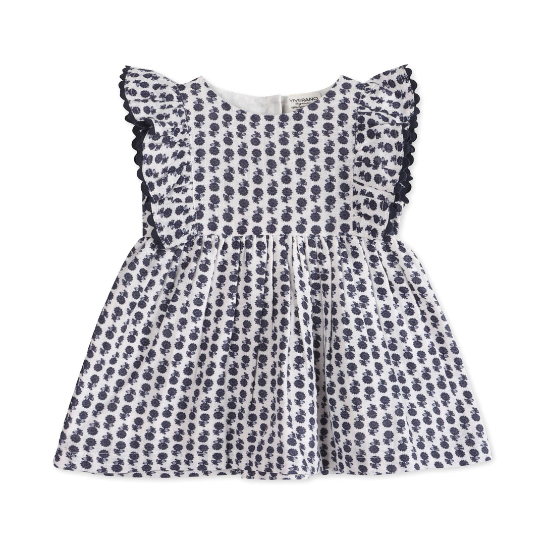 Jamie Blue Floral Baby Dress + Bloomer (Organic)