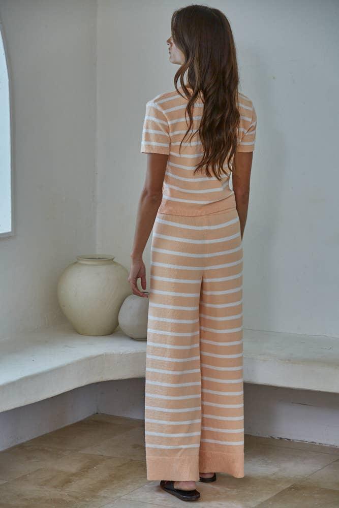 W2429T | Knit Sweater Cotton Nylon Polyester Striped Top