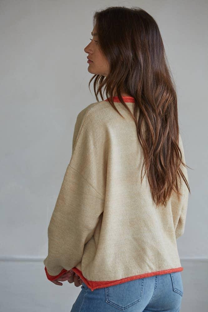 W2538 | Knit Polyester Acrylic Sweater Crew Neck Cardigan