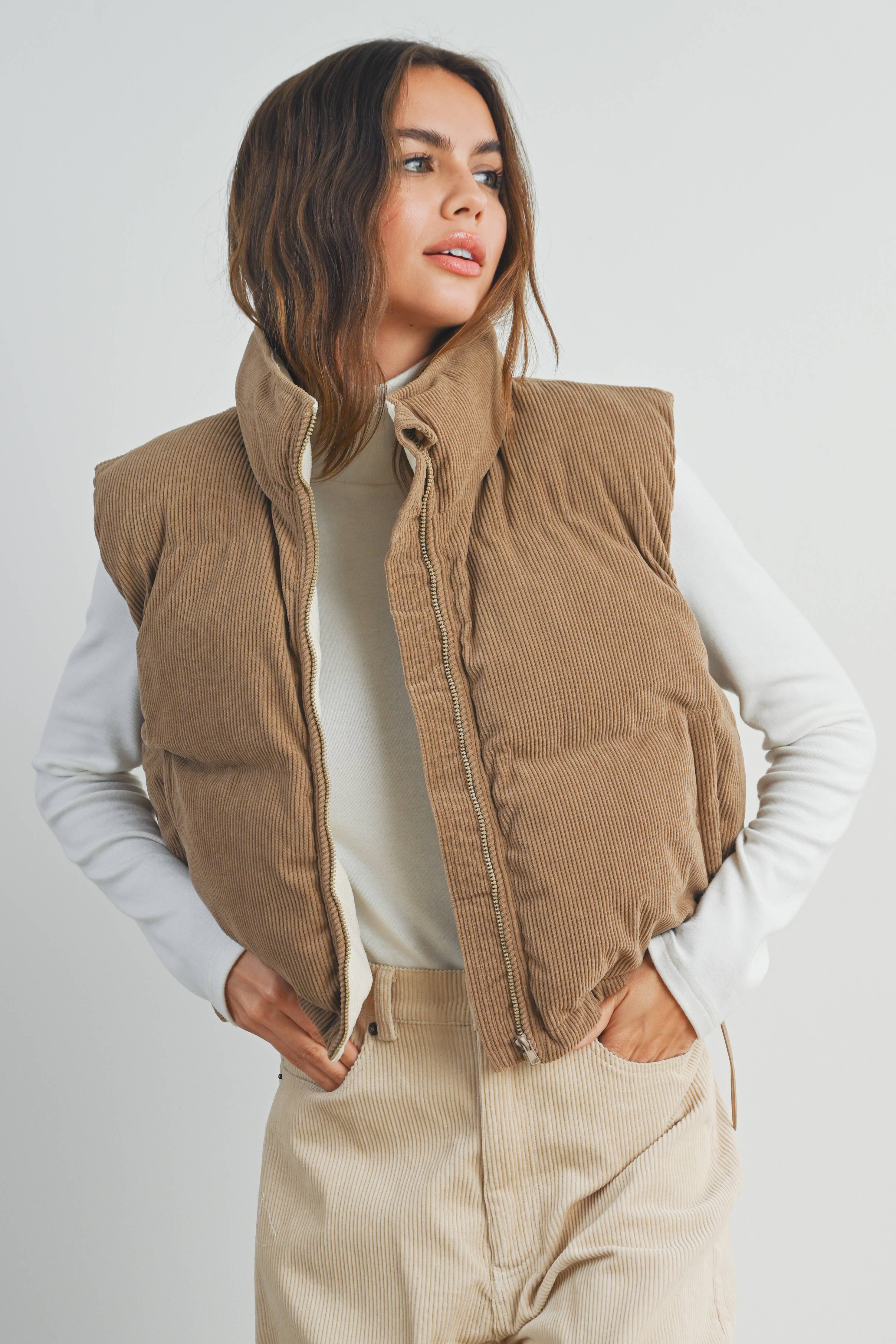 FALL ADOREME CORDUROY PUFFER VEST - BMJ7242