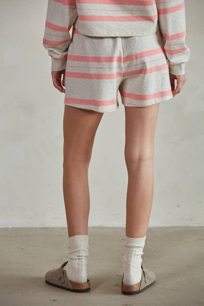 By Together L7384 | Knit Striped Wide Leg Shorts