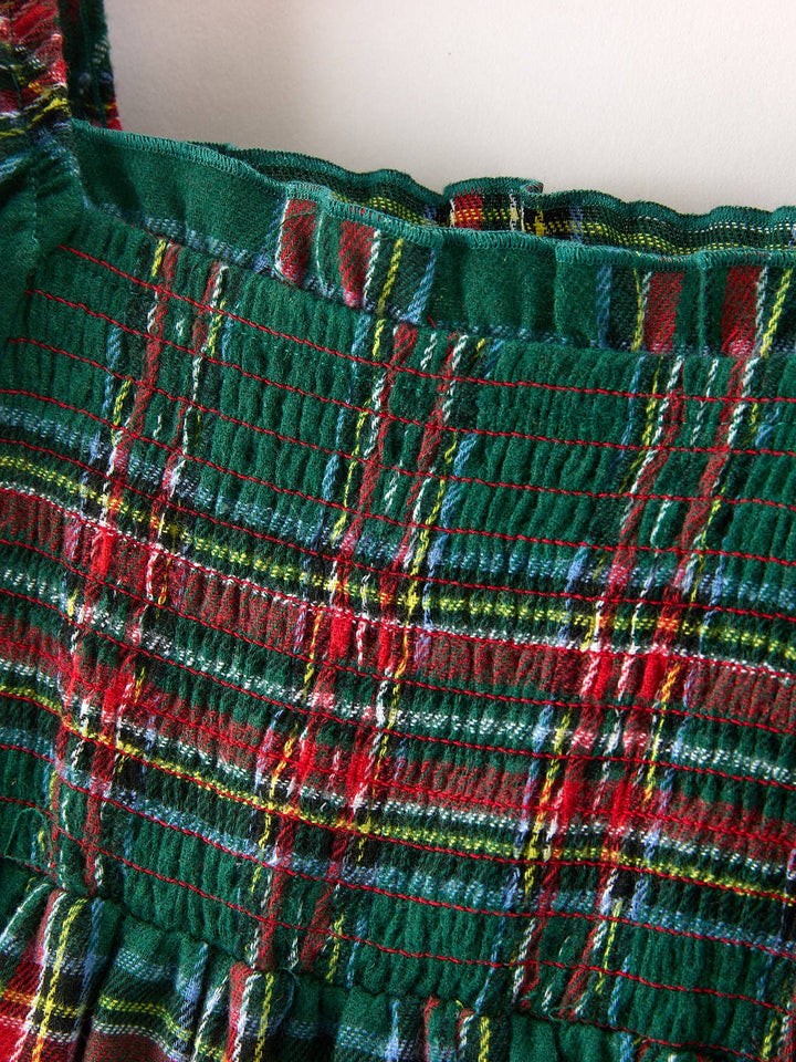 Christmas Green Plaid Mommy and Me Matching Dress