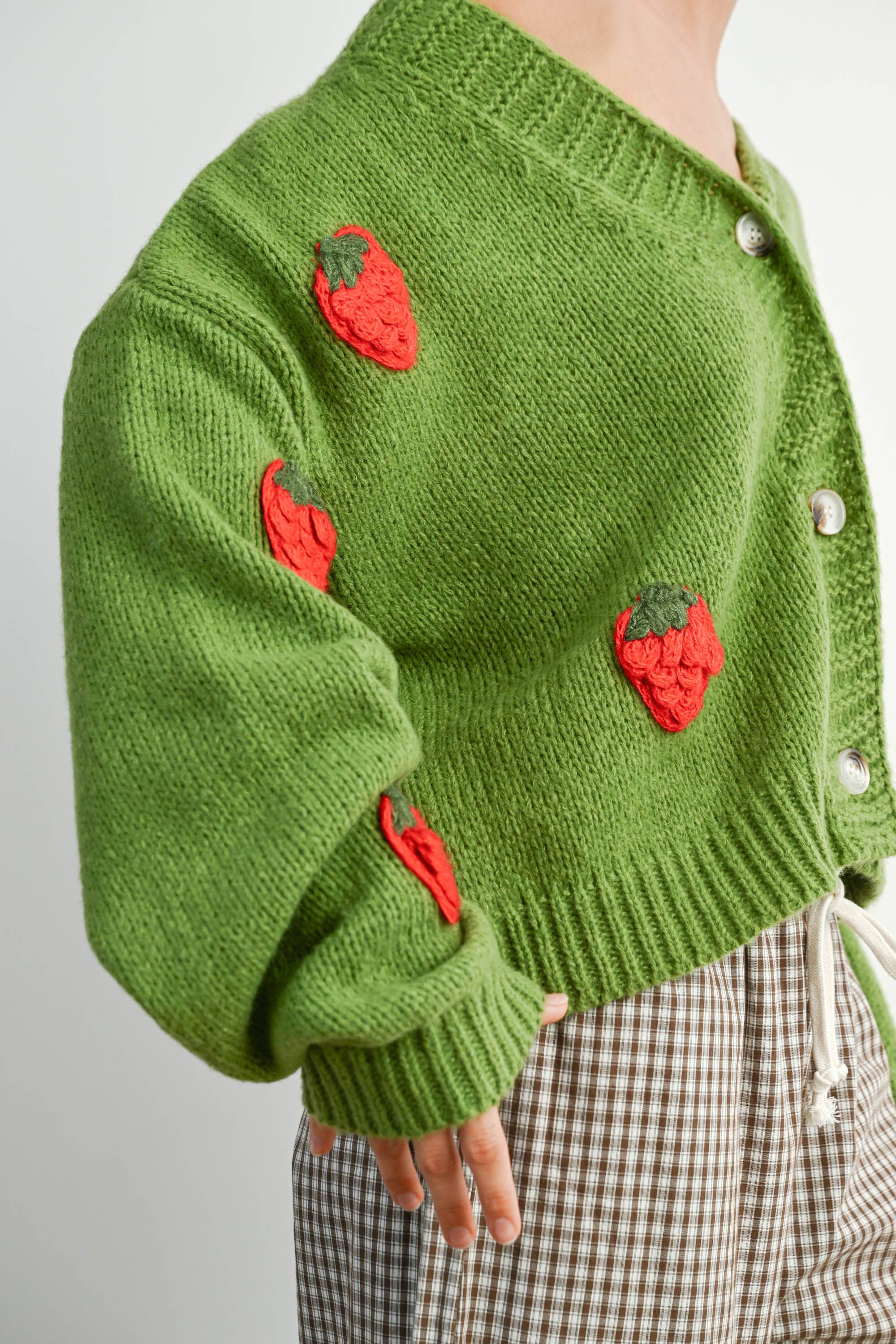Strawberry Embroidered Cropped Cardigan - BMC7609