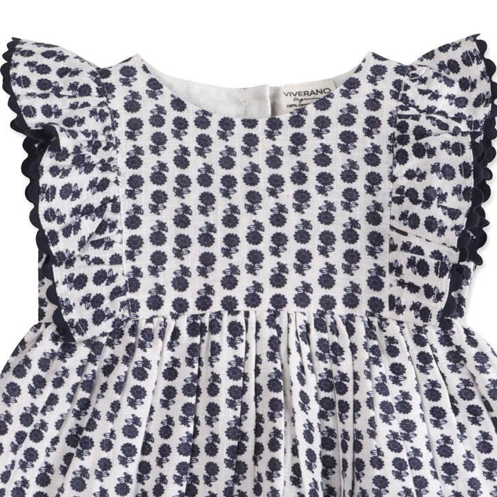Jamie Blue Floral Baby Dress + Bloomer (Organic)