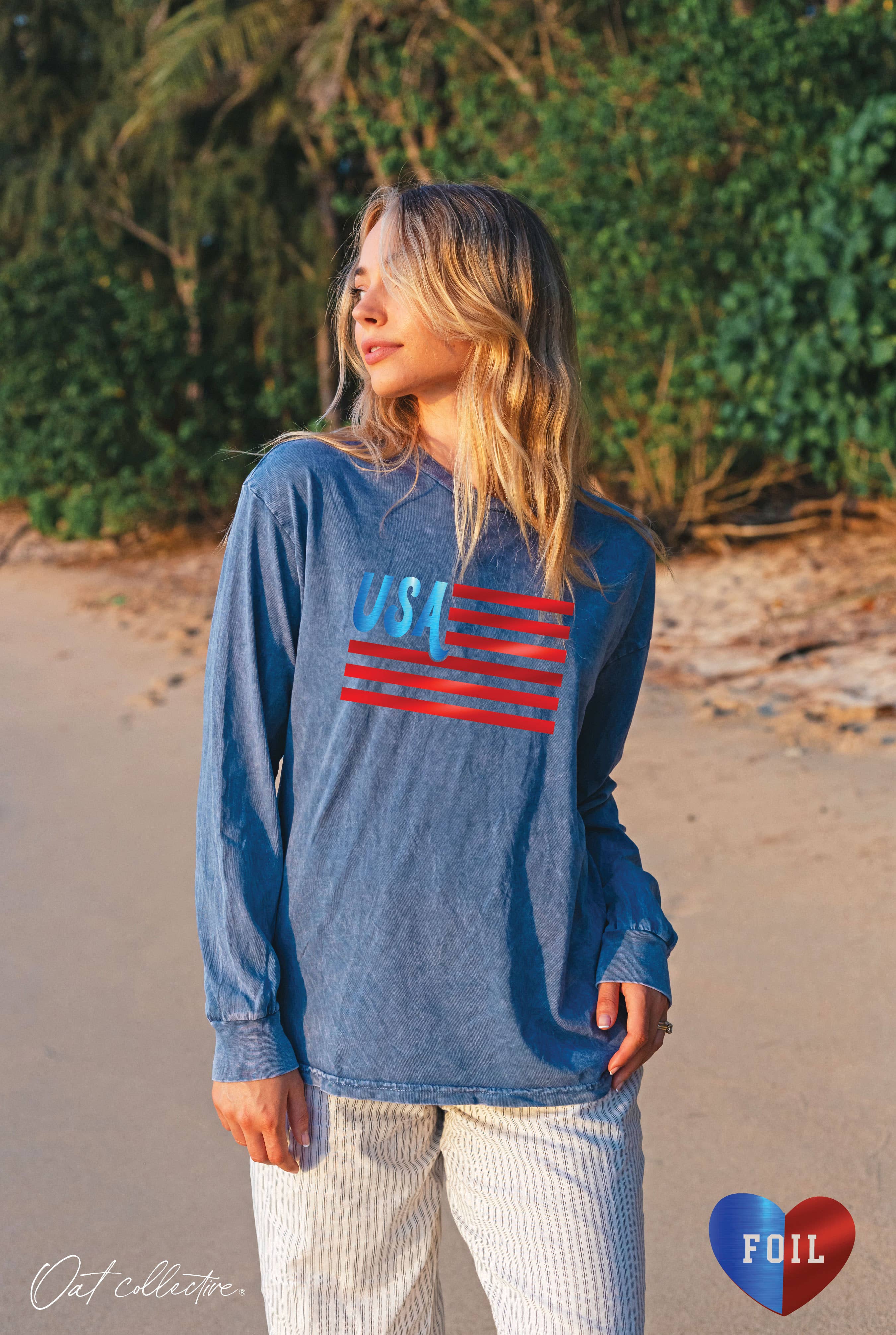 USA FOIL Mineral Washed Long Sleeve Graphic
