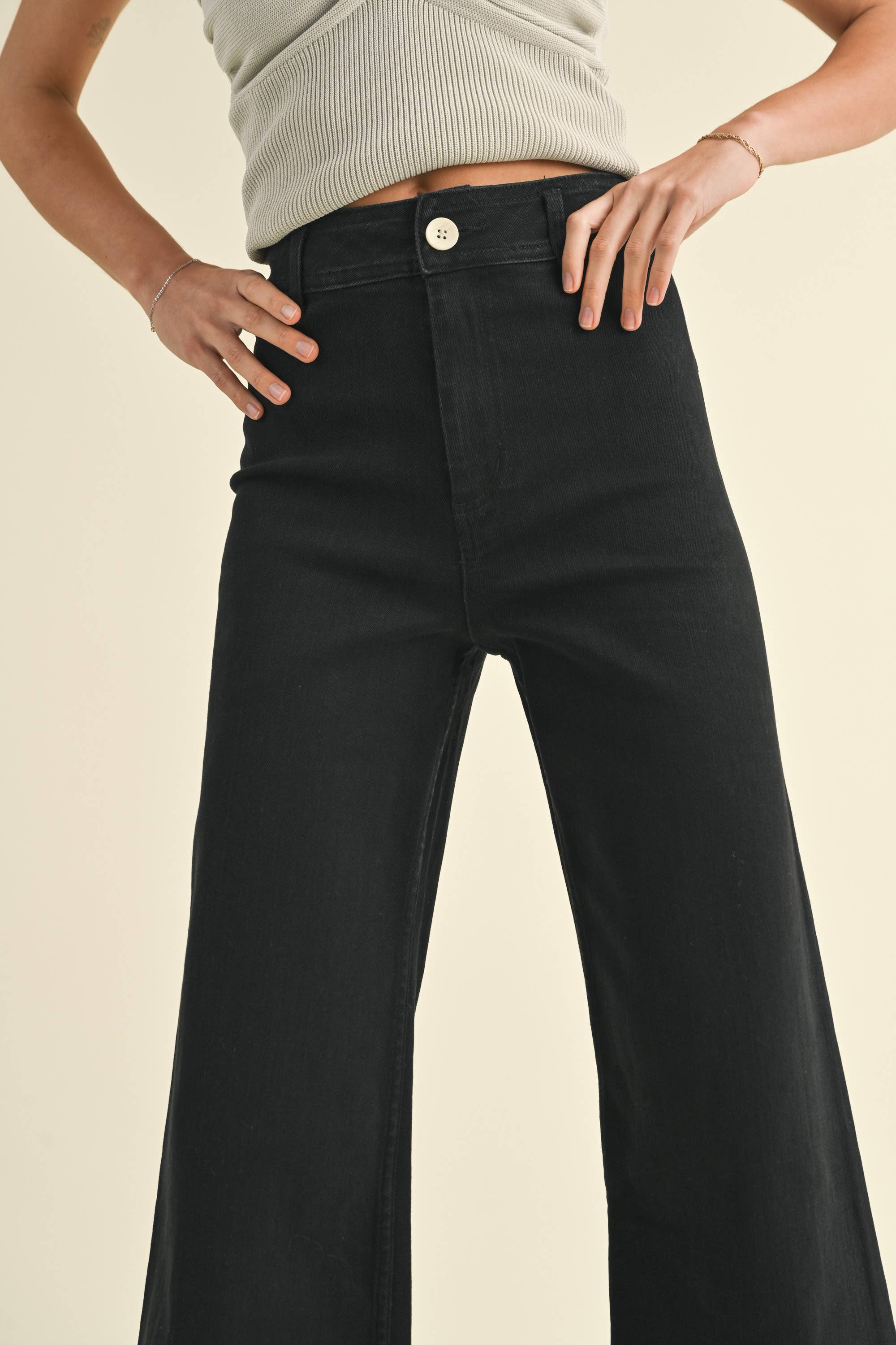 MMP623   STRAIGHT WIDE LEG DENIM PANTS