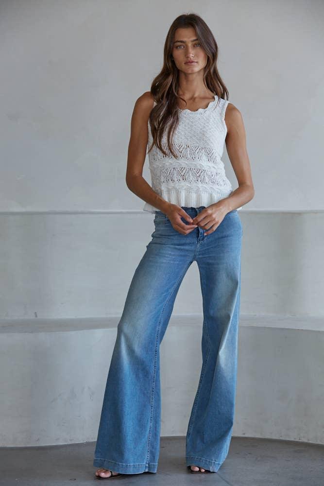 W2389T | Knit Sweater Cotton Acrylic Polyester Crochet Top