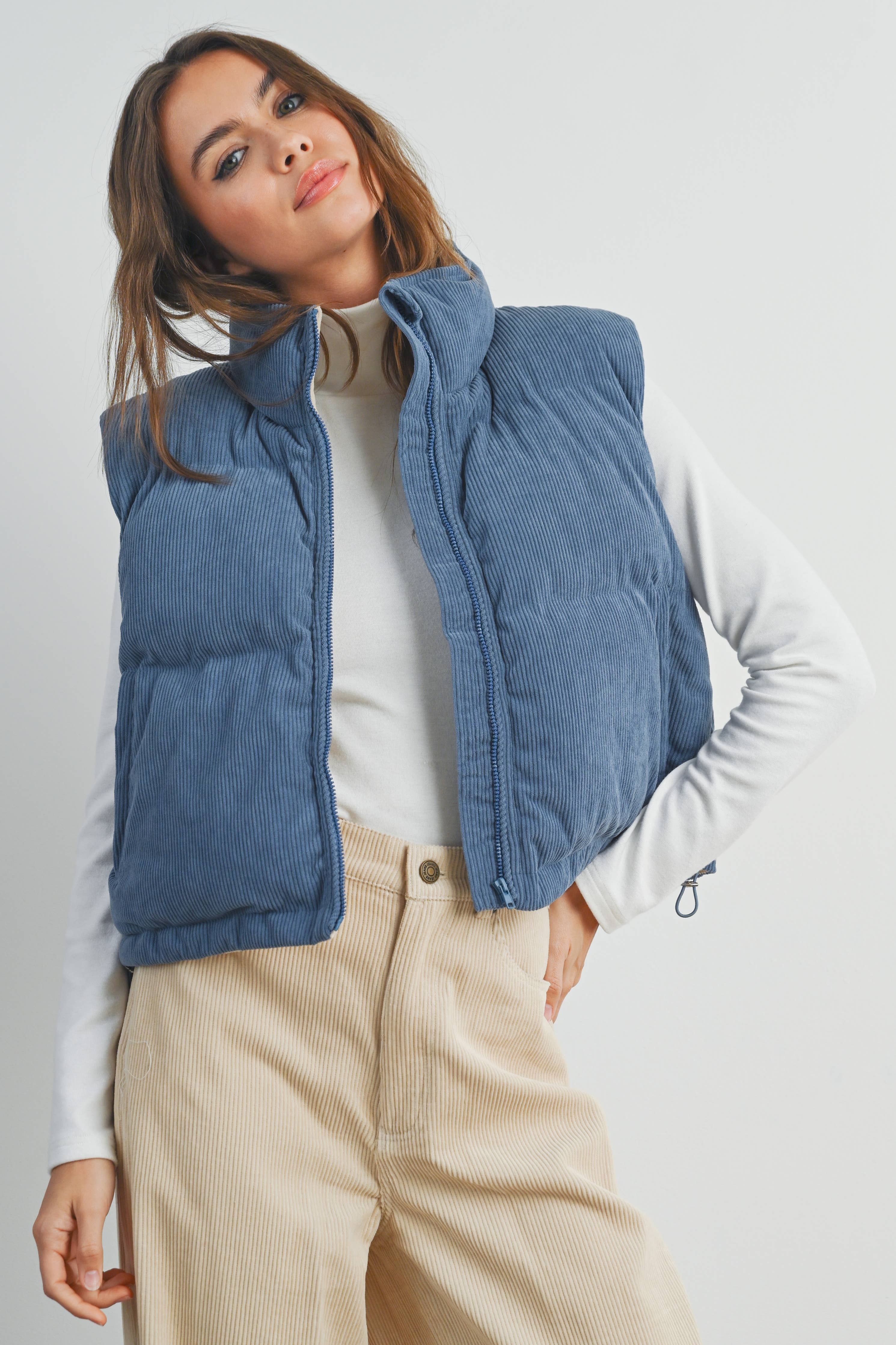 FALL ADOREME CORDUROY PUFFER VEST - BMJ7242