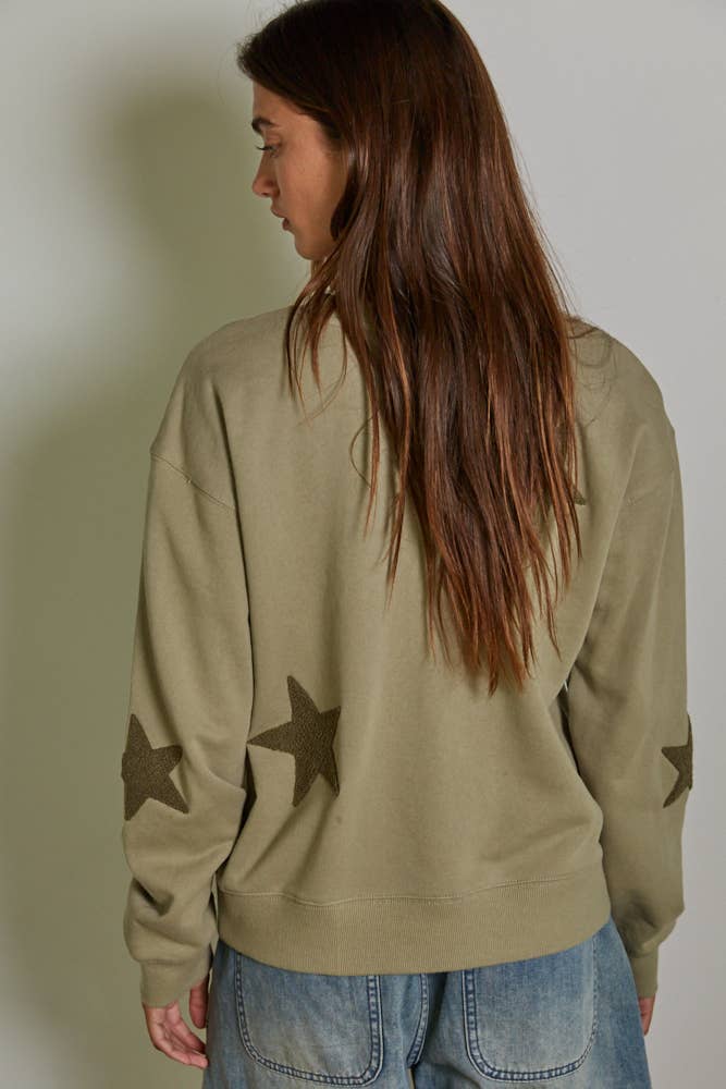 L7759 | Knit 100% Cotton Pullover Top With Star Patch Detail