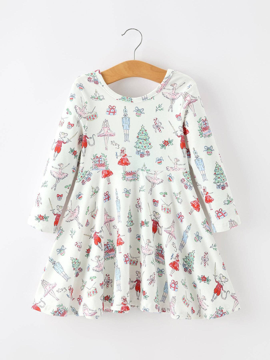 Christmas Girls Holiday Ballet-Inspired Print Dress