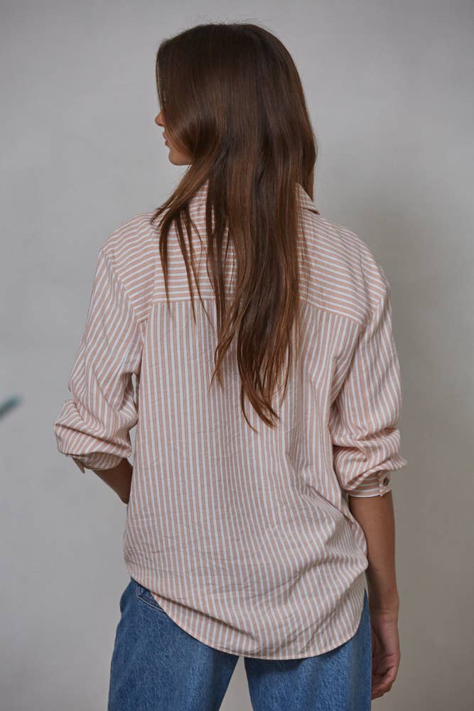 By Together L5611 | Woven Cotton Collar Neck Button Front Long Sleeve