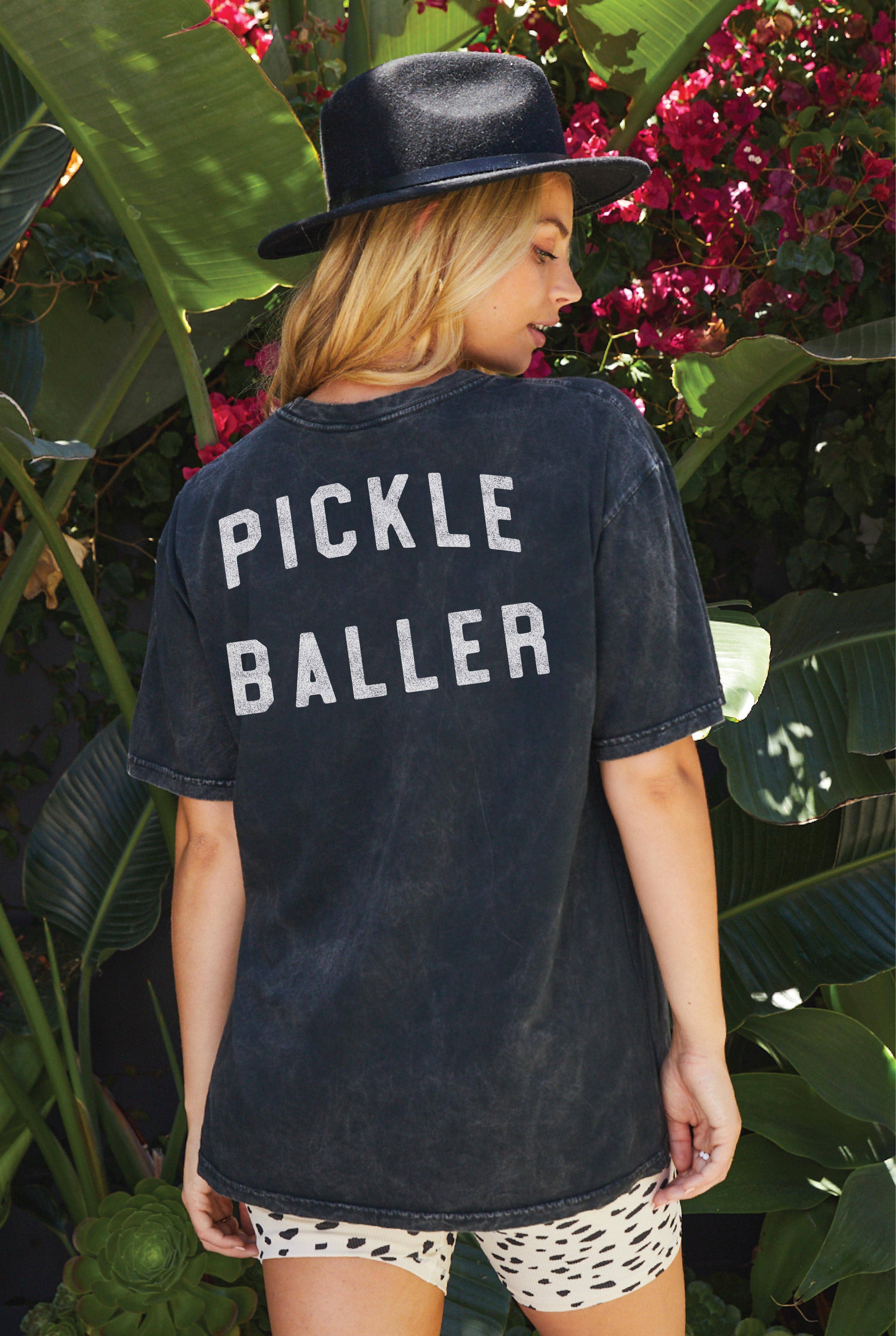 PICKLE BALLER Front & Back Mineral Graphic Top