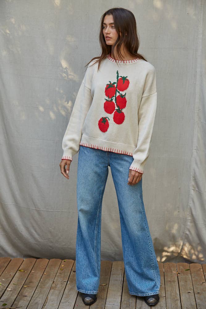 W2683 | Knit Sweater Cotton Acrylic Round Neck Long Sleeve