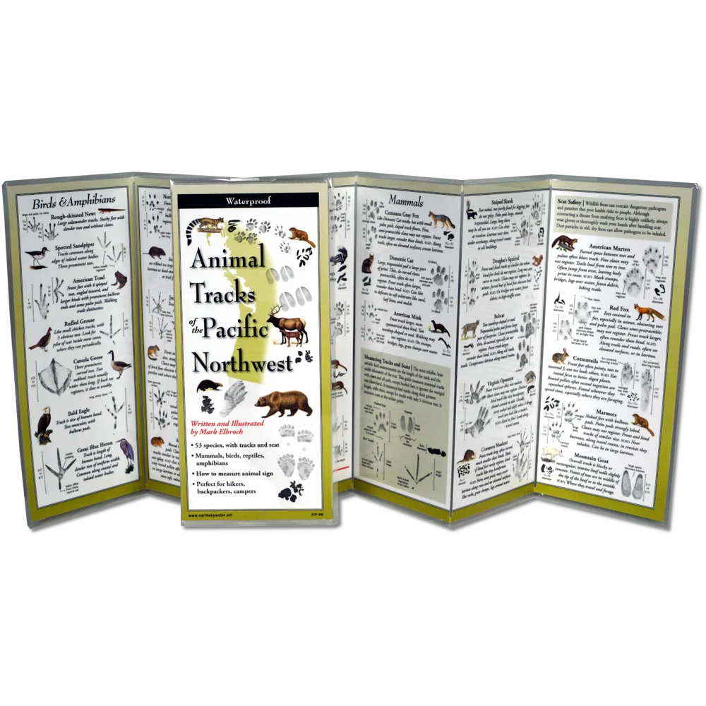 Waterproof Animal Tracks of the Pacific Northwest guide for hikers and campers
