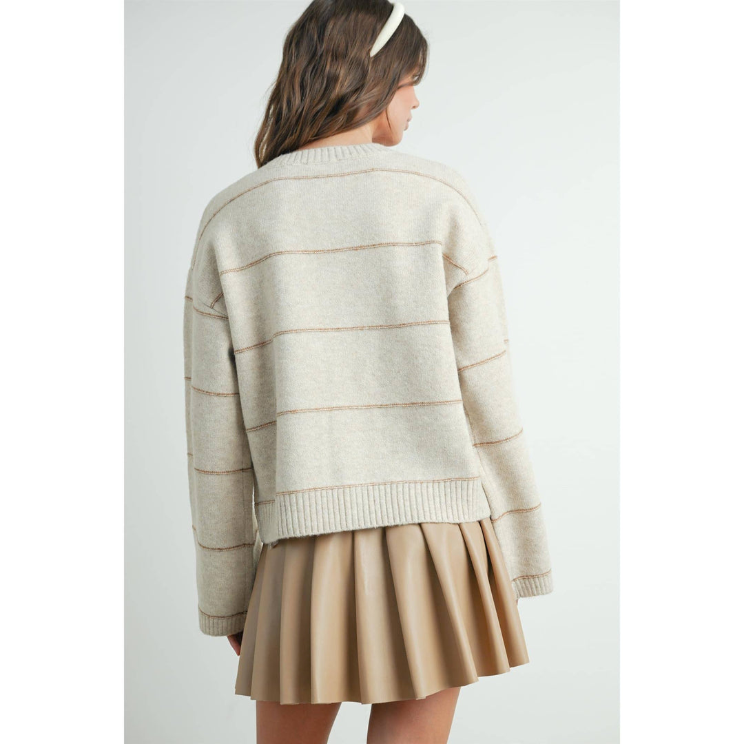 Button Front Striped Cardigan - BMC7580