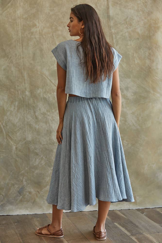 By Together L5377 | Woven Linen Crop Top