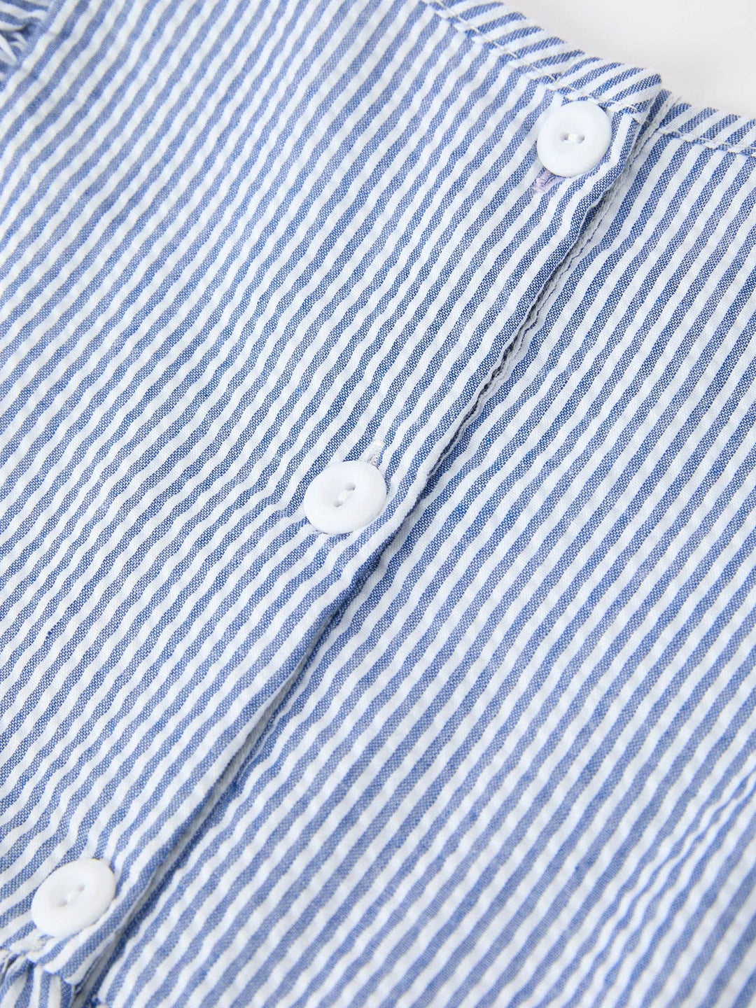 Summer Apple Applique Girls Dress Blue Stripe Ruffle