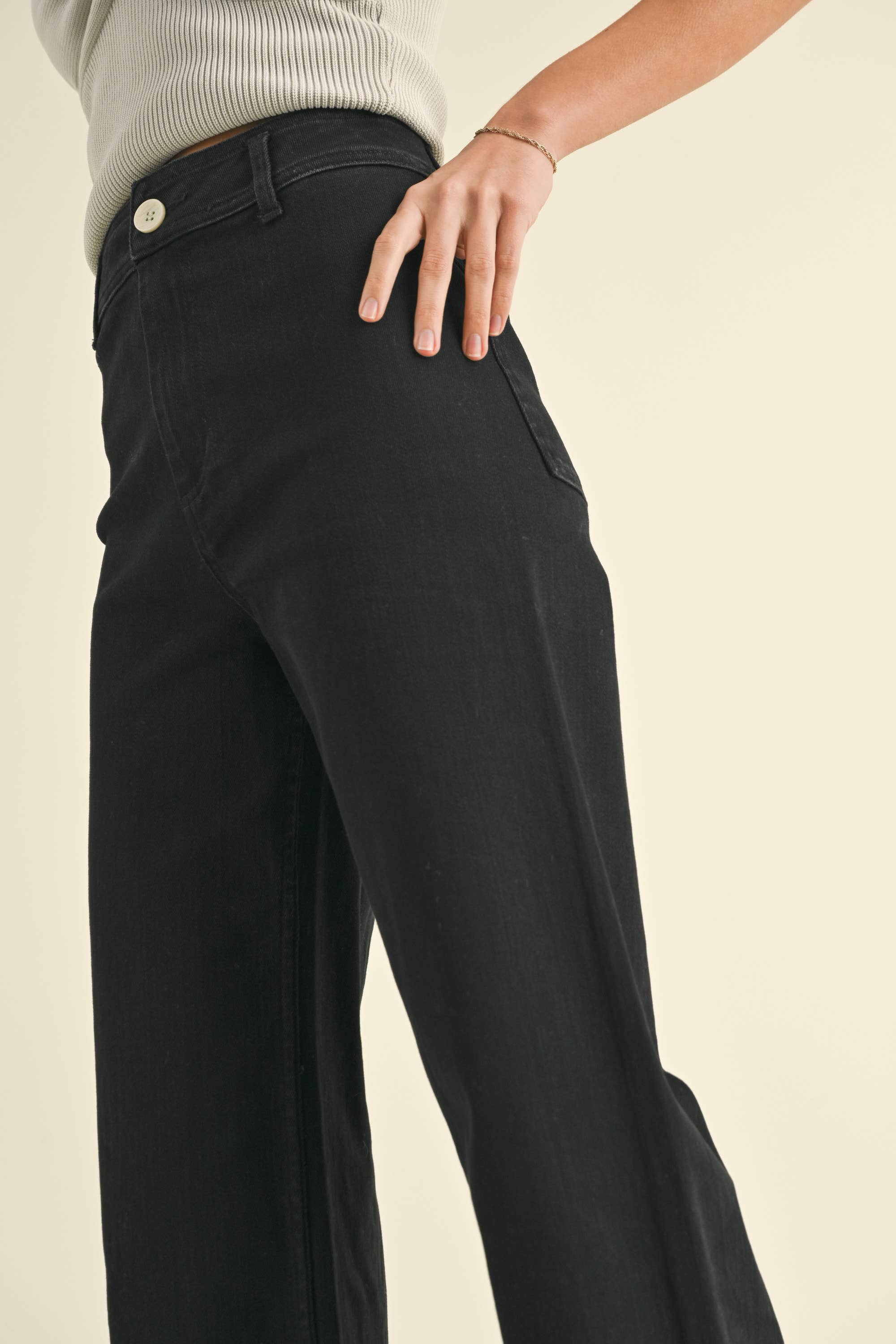 MMP623   STRAIGHT WIDE LEG DENIM PANTS