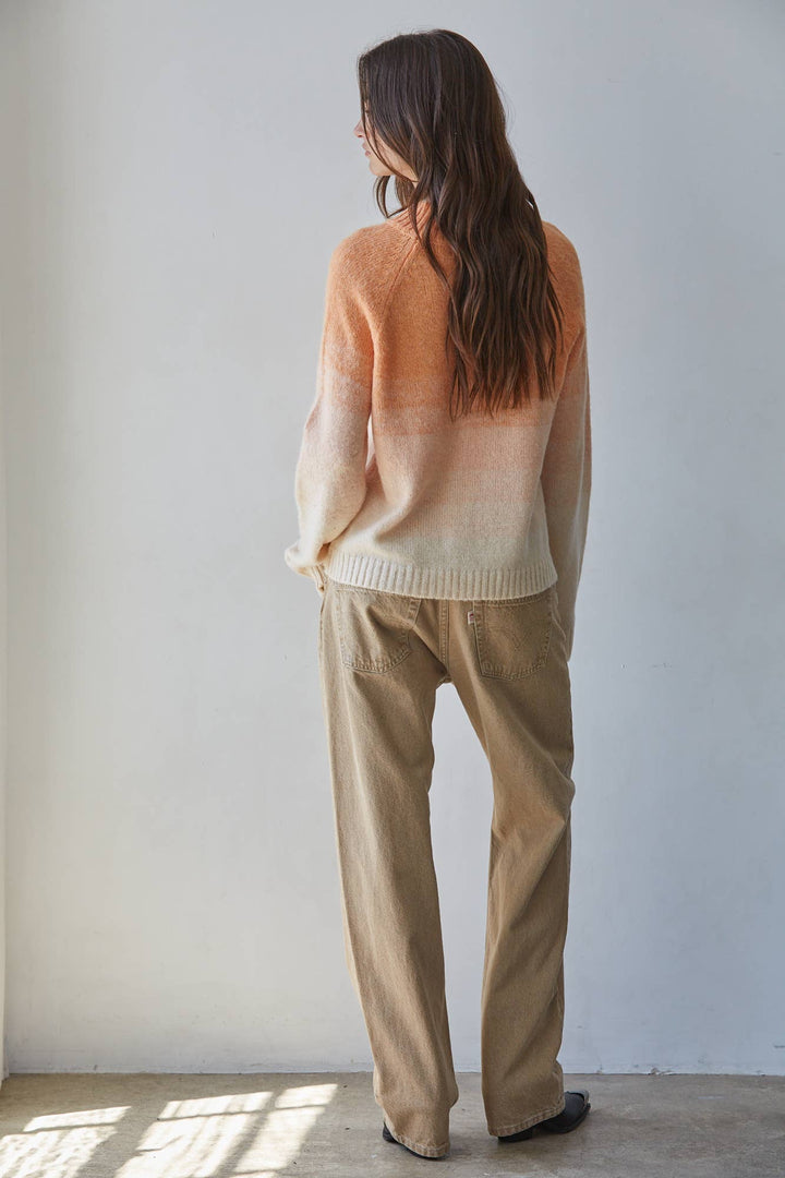 W2720 | Knit Sweater Ombre Mock Neck Pullover