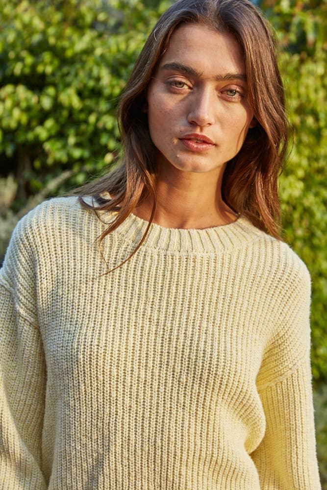 W2327 | Knit Sweater Cotton Ribbed High Mock Neck Top