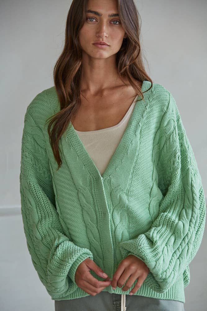 W2474 | Knit Sweater Cotton V-Neck Button Down Cardigan