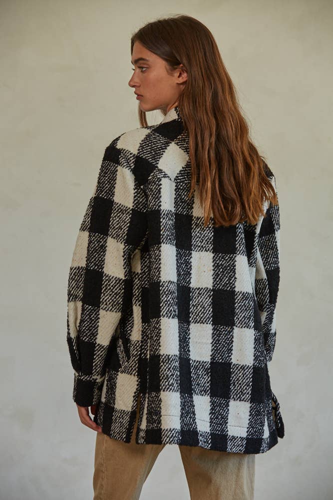 L6260 | Woven Wool Polyester Button Down Shirt Jacket