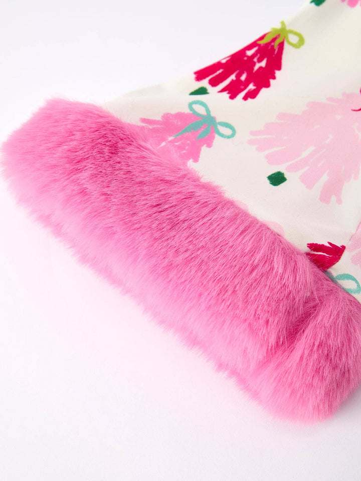 Christmas Tree Girls Pajama Set with Furry Trim: Perfect for Winter Nights