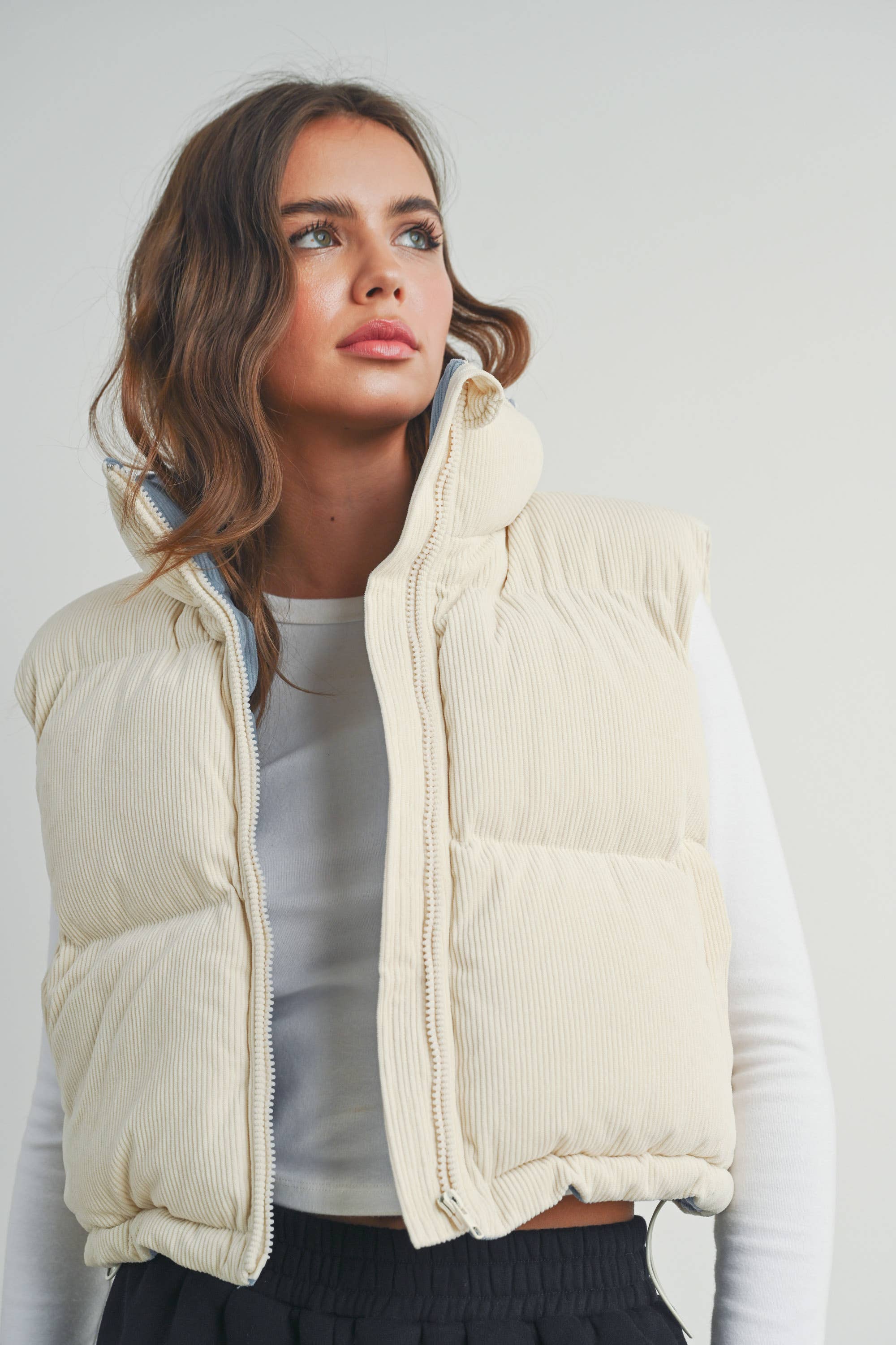 FALL ADOREME CORDUROY PUFFER VEST - BMJ7242