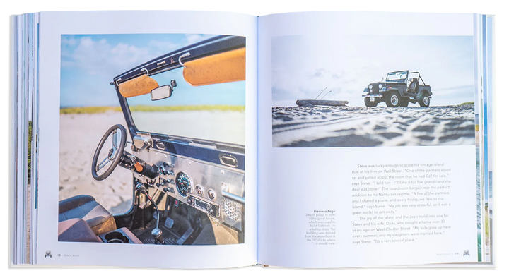 Vintage CJ7 Jeep interior and beachside exterior, perfect for PNW coastal adventures and beach rides