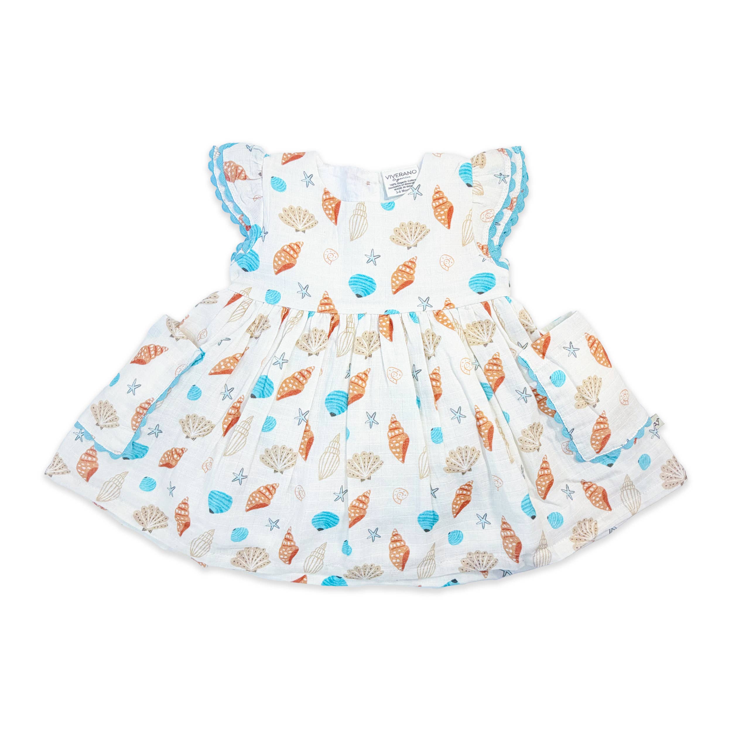 Seashell Pocket Baby Dress + Bloomer (Organic Muslin)