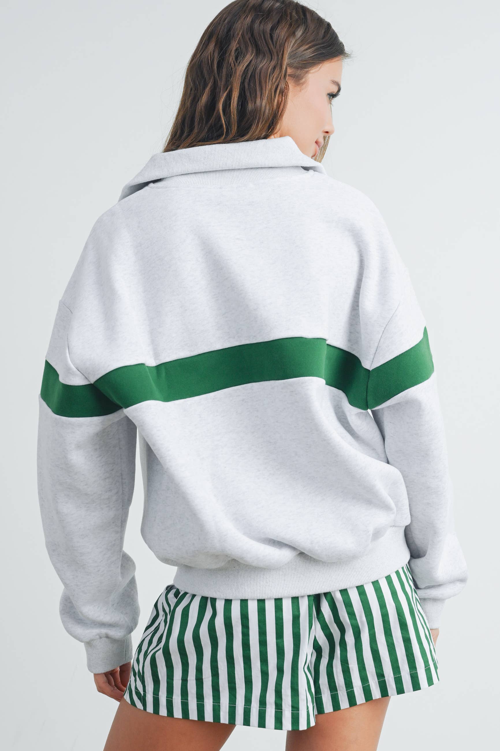 ButterMelonTwo-Toned Half Zip Collar Sweatshirt - BMT7535