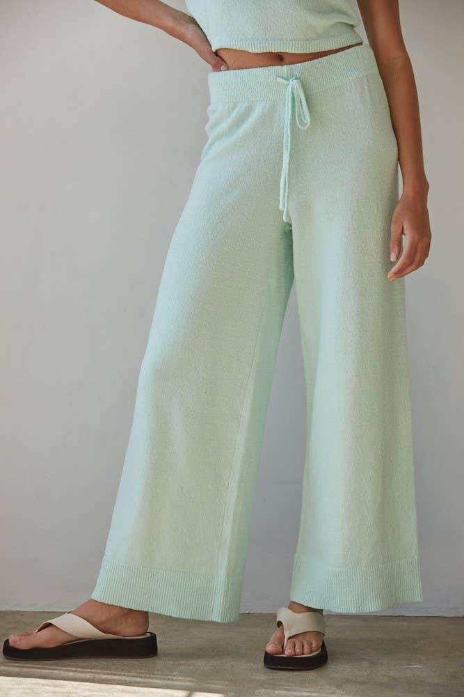 W1634 | Knit Sweater Cotton Nylon Polyester Wide Leg Pants