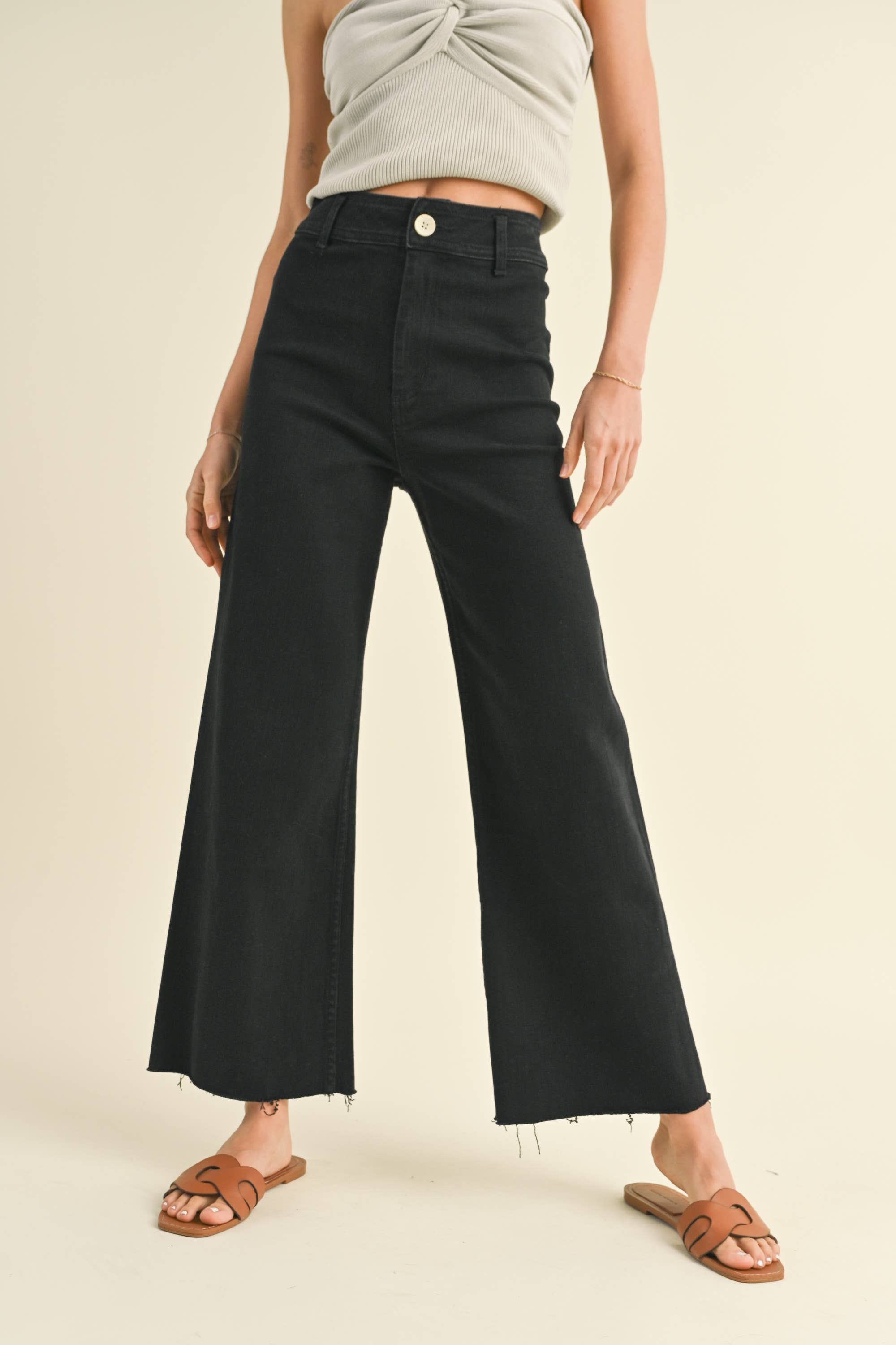 MMP623   STRAIGHT WIDE LEG DENIM PANTS