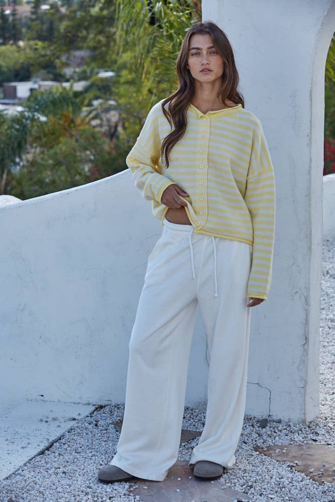 W2537 | Knit Polyester Acrylic Striped Sweater Cardigan