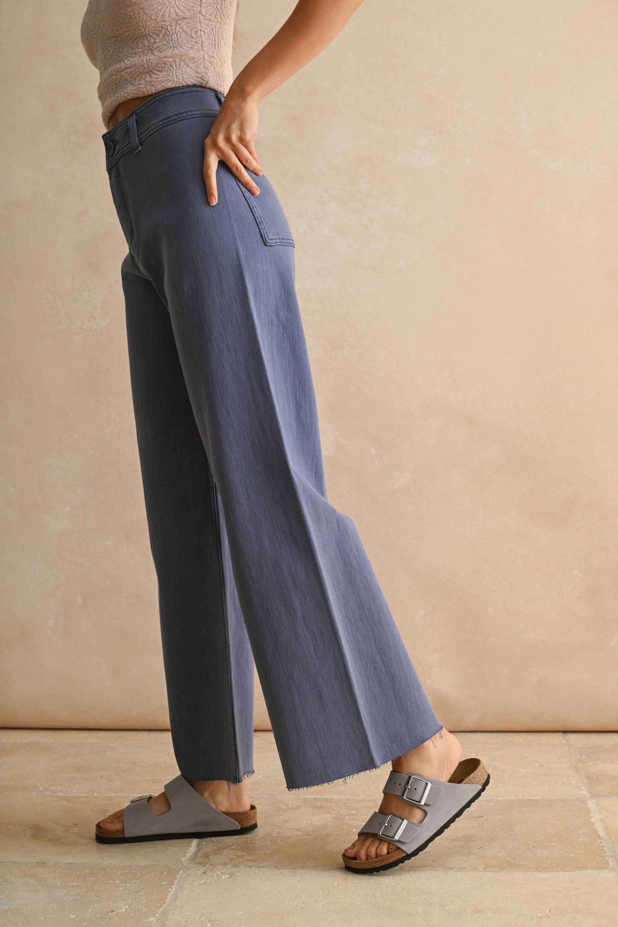 MMP623   STRAIGHT WIDE LEG DENIM PANTS