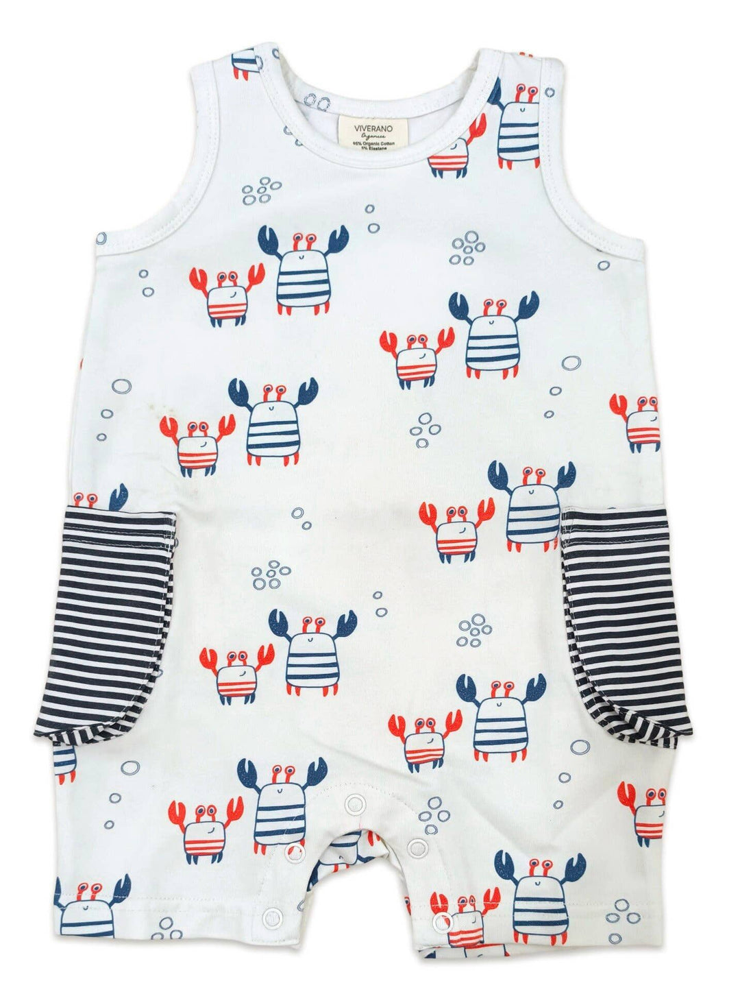 Nautical Crab Side Pocket Baby Romper (Organic Jersey)
