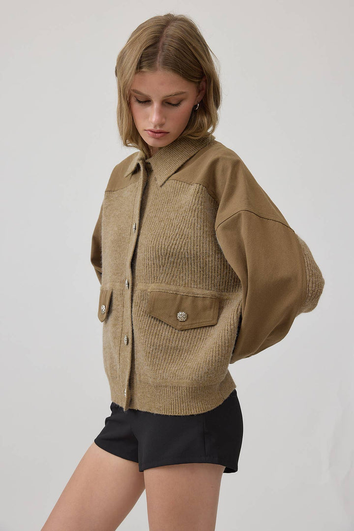 Denim Knit Combi Jacket - RJ1014