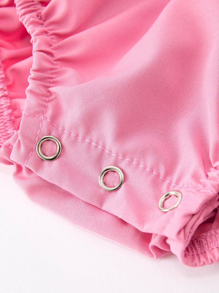 Mommy and Me Pink Smocked Puff Sleeve Romper