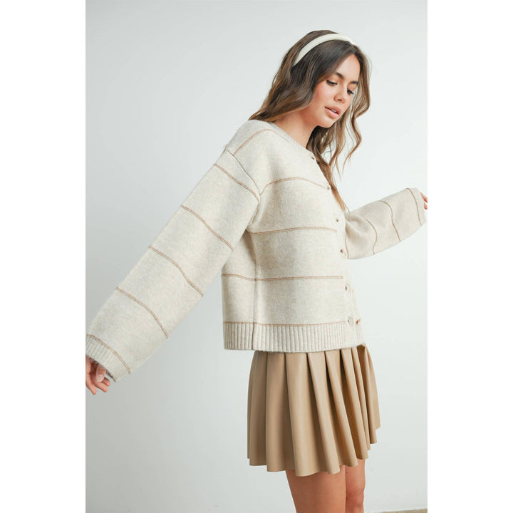 Button Front Striped Cardigan - BMC7580