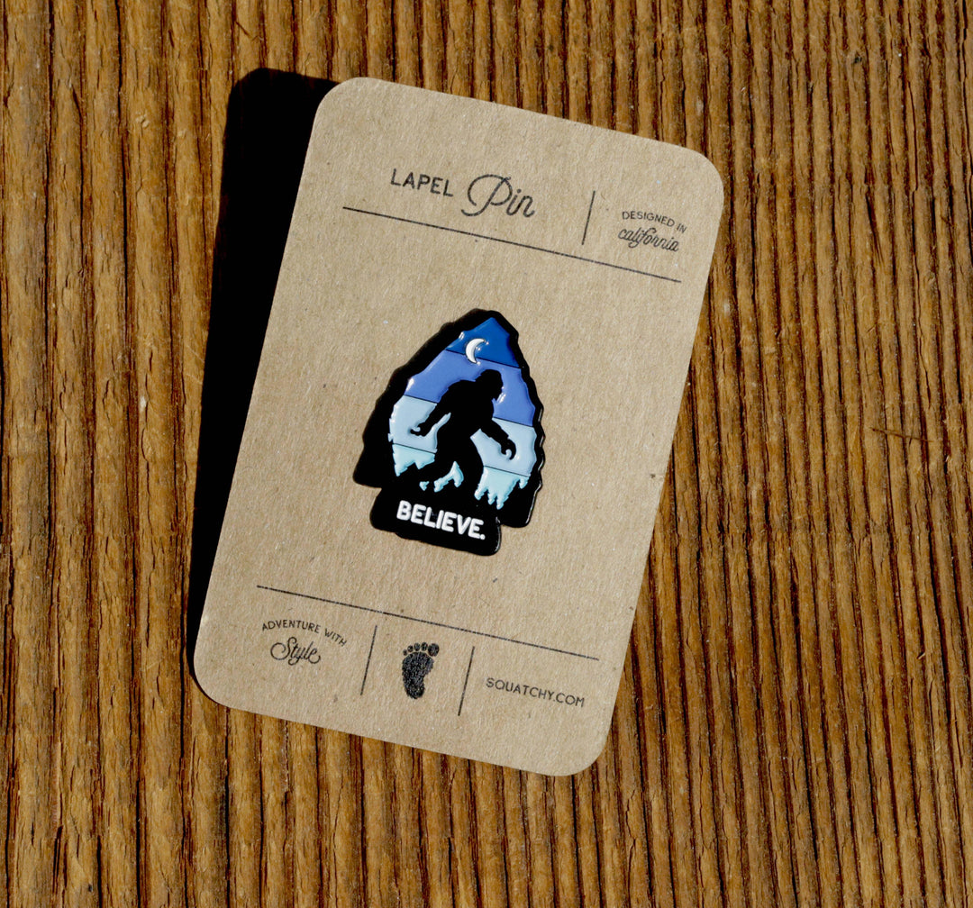 Sasquatch lapel pin with &