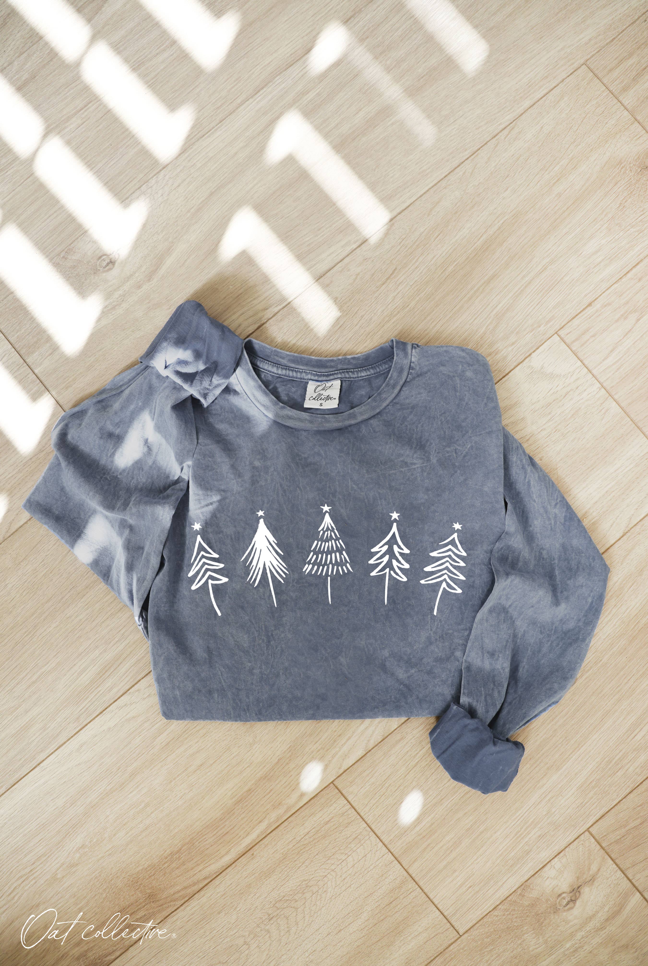 CHRISTMAS TREE ROW Mineral Washed Long Sleeve Graphic