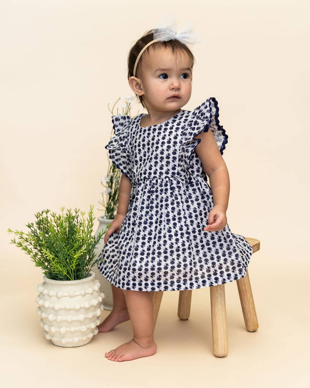 Jamie Blue Floral Baby Dress + Bloomer (Organic)