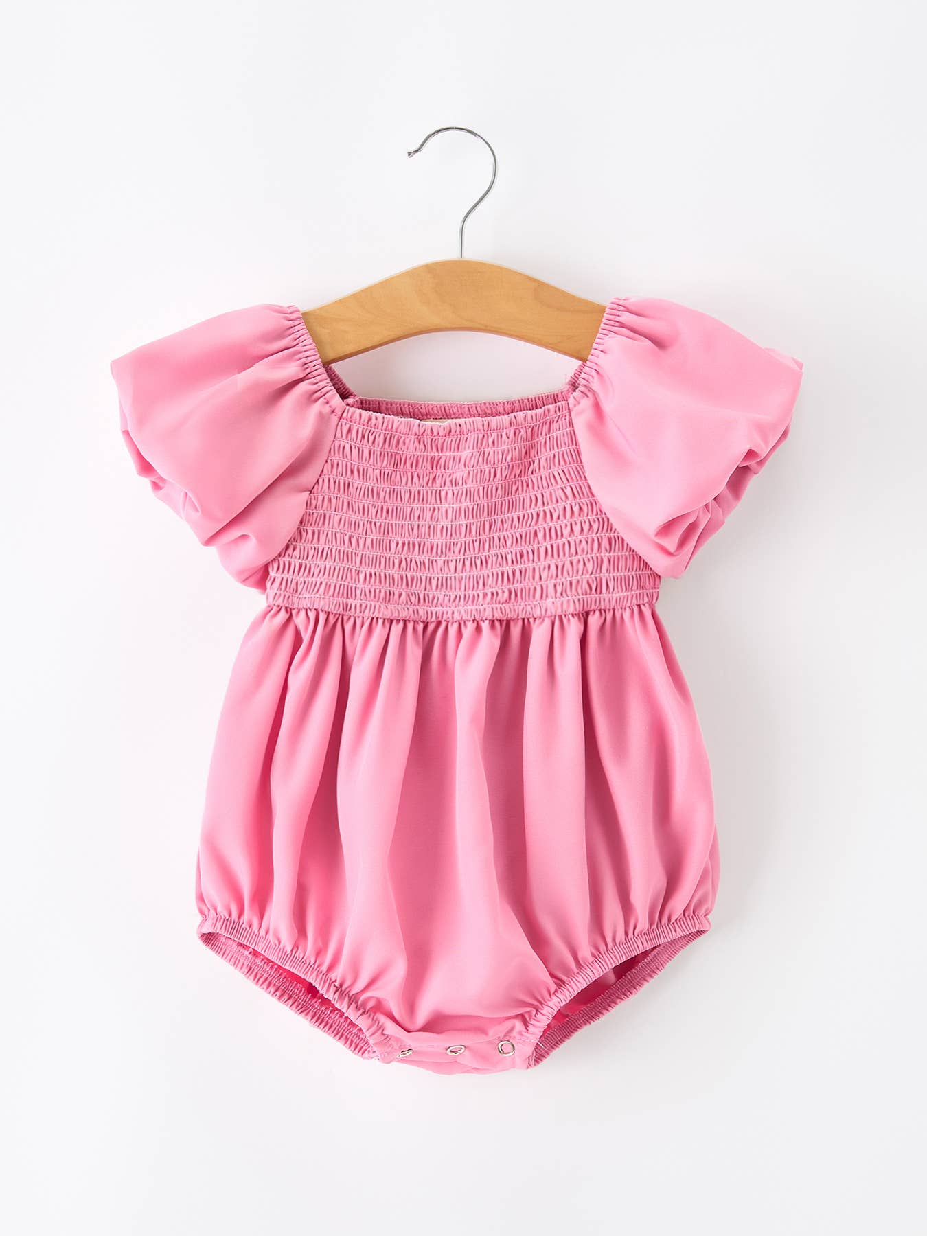 Mommy and Me Pink Smocked Puff Sleeve Romper